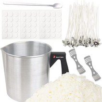 에릭엑스 라이트 캔들 만들기 키트 60pcs 윅스 스티커 16oz 소이 왁스 붓는 냄비 2pcs 3홀 센터링 장치 믹싱 스푼 DIY 공예 도구, candle wick kit with wax