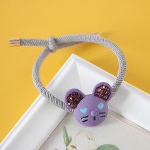 하트눈 쥐 머리끈 퍼플 머리띠 헤어고무줄 큐빅