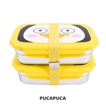 릴팡 펭수 김밥스텐 2단밴드 도시락세트 PS6266, 혼합색상, 1세트