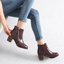 6cm 앵클부츠 미들힐 지퍼 부츠 디커 부츠힐 여자부츠 상품