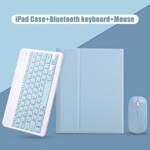 아이패드 전용 무선 블루투스 키보드 케이스 + 마우스, iPad 9th 10.2' 2021, sky blue+mouse