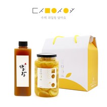 담아요 수제과일청 선물세트(포장무료) 각종답례품 부모님선물 추석명절선물, 1세트, (2구포장)생강청(플)+레몬청 650g