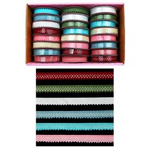 칼라혼합 접착 레이스리본B 24롤 패키지 세트 2cmx3yd