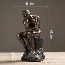 생각하는사람 인테리어 조각상 장식 오브제 rodin thinker 동상 미술 조각 남성, 청동 색
