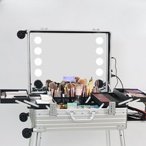 화장품 가방 이동식 조명 미니 수납 화장대 거울 간이 테이블 LED, 복합패널24인치블랙A