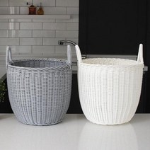 그레이 다용도 바스켓 빨래통 빨래함 손잡이 원형 화이트 세탁 감성 빨래 세탁물 수납 잡동사니 장난감 바구니 보관함 빨래바구니, 단품, 색상:그레이