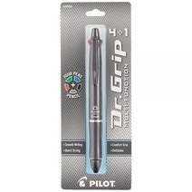 PILOT Dr. Grip 41 다기능 리필 가능 & 접이식 볼펜 연필 가는 심 블랙 배럴 블랙레드블루그린 잉크 싱글 펜 (36220) 가성비 추천 미국직구, Multifunction Pen