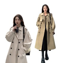 JUSTFEELING롱 A라인 더블단추 벨트 빅사이즈 롱스커트 고급진 원피스 트렌치 코트
