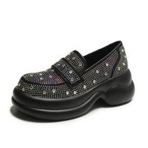 여성용 경량 야외 운동화 통기성 슬립온 반짝이 신발 캐주얼 웨지 럭셔리 패션 로퍼