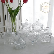 크리스탈 글라스 캔들 홀더 주얼리 면봉 악세서리 화장솜 보관함 화장대 정리 수납, 호박돔C