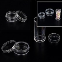 1P 원형 투명 케이스 원통형 파츠보관함 반짝이보관함 공병 원기둥공병 원형통, 납작 대