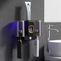 USB 충전식 전동 칫솔 홀더 2 컵 자동 살균 가능, [02] Sterilizable Black