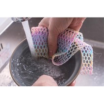 흠집없이 설거지 무지개 그물 수세미 5P 주방정리용품 주방잡화 주방용품쇼핑몰 주방소품, 무지개 망사수세미 5P