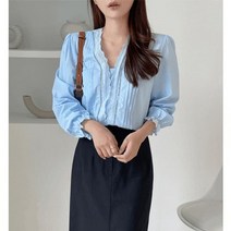 여성 데일리 블라우스 셔츠 여름 러브미 레이스 퍼프