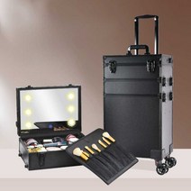 이동식 화장품 가방 트롤리 캐리어 박스 메이크업 전문가, 상세 페이지 참고, 업그레이드 4단(조명6) 플러그인