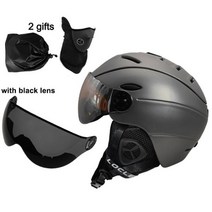스키헬멧 스키 헬멧 일체형 스노우보드헬멧 Locle 고글 ce 인증 안전 안경 스케이트, M (52-56cm), [18] Gray 2 Lenses