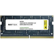 NVTEK 16GB DDR4-2666 PC4-21300 SODIMM 노트북 RAM 메모리 업그레이드, 16GB (1X16GB)