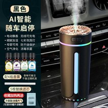 기 차량용 공기청정기 가습기 스프레이 디퓨저 기관차 실내 무드등 블랙 테크노 산소바, 19 【차량출발시 정지★흑】4병 아로마+5루트