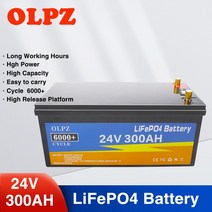 인산철 리튬 배터리 안전성 높은 고효율 12v 24v 500ah lifepo4 12.8v 300ah 250ah 200ah 내장 bms 염 셀 골프 카트 태양열 용 6000, 24v300ah, 1개