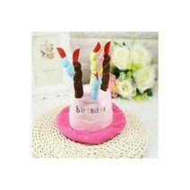 Hat Cap Cake Candles Pet Birthday Costume Cosplay Puppy Dog Cat Christmas Pink