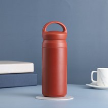 손잡이식 스테인리스강 보온컵 순색 샌드컵 휴대용 차량 적재 패션 보온 커피잔 로고 도매 콜드컵 보온 보냉 커피 텀블러, 450ml, 빨강