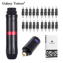 영구 메이크업 무선 문신 기계 키트 RCA 로타리 문신 펜 키트 눈썹 라이너 립 1500 mAh 문신 배터리 전원 공급 장치, 블랙 키트, 하나
