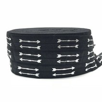 크기 5/8 인치 15mm 화살표 금박 인쇄 접는 탄성 FOE 스판덱스 머리띠 DIY 봉제 장식, GS380, 10야드 스트레칭
