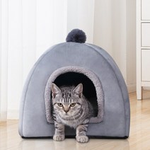고양이 하우스 길냥이 겨울 방석 쿠션 키튼 숨숨 집, 브라운L
