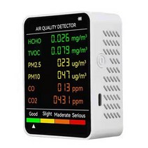 공기질 측정기 6 In 1 PM2.5 PM10 HCHO T OC CO CO2 Air Detector Formaldehyde Monitor Home Office Tester, [01] white, 01 Silver_01 36MM