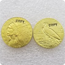 미국 1912-P D S $5 인도 헤드 쿼터 이글 금화 복사 동전, 03 1912-S