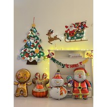 루돌프 산타 펠트트리 LED 와이어전구 포함 DIY 벽트리 부직포 크리스마스 셀프키트, 스노우펠트트리+기본조명