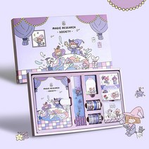 떨샵 가든파티 다이어리 DIY 선물세트 마스킹테이프 데코스티커 메모지 캘린더 풀세트, 퍼플