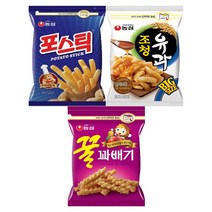 농심 대용량 지퍼 과자 포스틱 270g + 조청유과 300g + 꿀꽈배기 285g, 1세트, 단품