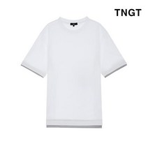 TNGT [20SS TNGT 남성]화이트 메쉬 밑단 레이어드 반팔 티셔츠_TGTS0B301WT