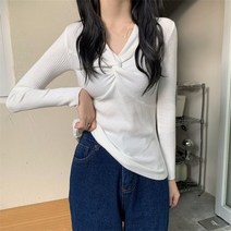 크로스 니트 여성 브이넥 꼬임 kint 60