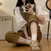 urkoteer카키 카고 멜빵바지 여성 봄 슬랙스 cx-60