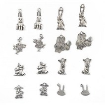 3-4pack 16pcs 합금 실버 다양한 토끼 토끼 모양의 매력 펜던트 비즈