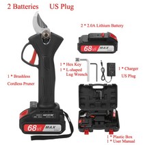 전동전지가위 나무전지가위 충전 핸드 고지 무선 함석 가위 브러시리스 전기 가지 치기 리튬 배터리 구동 나뭇 가지 pruner 정원 깎기 30mm 절단 직경, 협력사, 2 배터리 미국 플러그