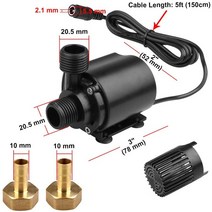 펌프 자동 가압 소형 순환 자바라 수중모터 브러시리스 워터 펌프 12V 800L/H 모터 수중 물고기 탱크 물 순, 한개옵션0