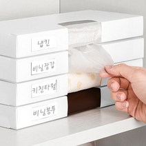 힘찬쇼핑_ 깔끔 사각 비닐 봉투 정리함 싱크대 악세사리 일회용 장갑 보관함 대형 크린랩 주방 수납 정리 부엌 봉지 보관 뽑아쓰는 케이스, 기본