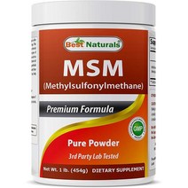 MSM 관절 무릎 영양제 Best Naturals 순수 분말 1Lb, 1개, 단일개당 용량/중량/정
