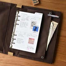 폭시샵 A6 6공 셀렉트 바인더 백 클러치 고급 다이어리 커버 패브릭 파우치 오거나이저 다꾸샵, 블랙_black