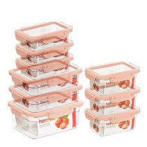 [알티피아] 크리아 커버분리형 밀폐용기 9조 세트, 파스텔그린