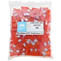 카휴즈 자동차용 퓨즈 리틀휴즈 블레이드휴즈 ATOF DC 32V Car Fuse Littelfuse Auto Blade Fuse, 100개, 40A