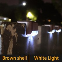 방가로용품 1/6/10/20pcs LED 태양 계단 조명 방수 갑판 야외 정원 통로 테라, 01 1PC, 04 BrownShell White