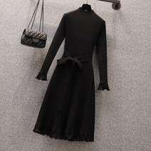 L-4XL 빅사이즈 니트 터틀넥 원피스 꾸안꾸 데일리룩 니트원피스