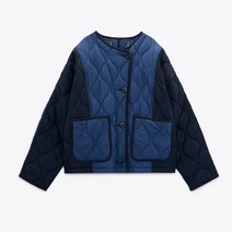 [KYO컴퍼니] ZARA 여성 퀄팅 점퍼 노카라 자켓 단추 포켓 캐주얼
