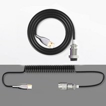 Gohfeoeo Coiled Keyboard Cable Custom USB C Cable for Mechanical Gaming Keyboard DoubleSleeved Han, black