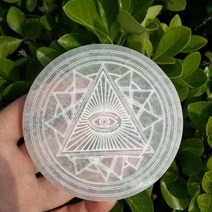 다우징 팬듈럼 차크라 펜듈럼 수맥추 점성학 천연 투명 크리스탈 셀레나이트 석고 보드 코스터 기호 사악한 눈 마녀 장식 닥터 스톤 점술 진자 S, 10cm