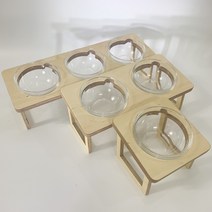 누스 강아지 고양이 수반 식기 식탁 물그릇 애견 애묘, 1set, 2구 강화유리식기(높이 18cm)